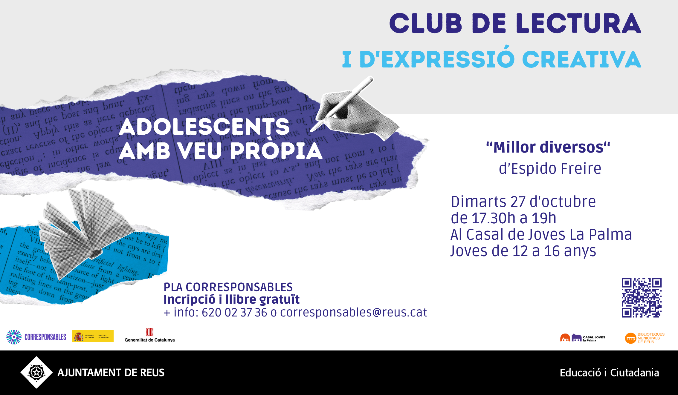 CLUB DE LECTURA I EXPRESSIÓ CREATIVA: ADOLESCENTS AMB VEU PRÒPIA (Casal de Joves la Palma)