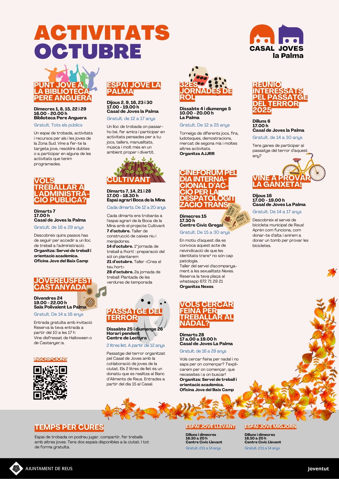 Cartell d'activitats d'octubre 2025 al Casal de Joves